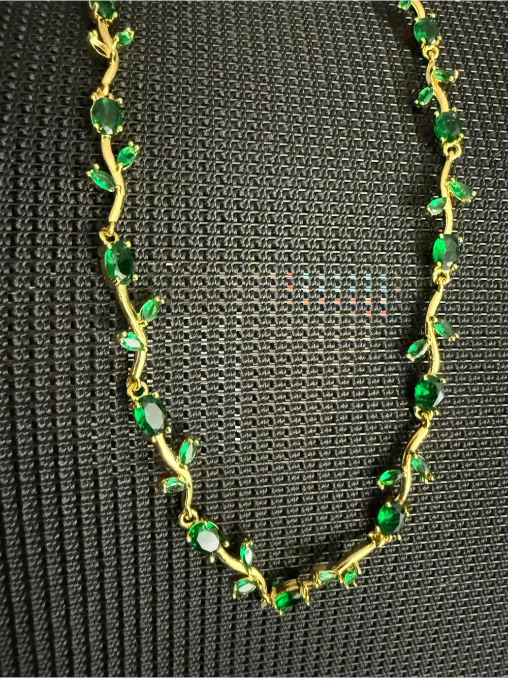 18K Gold-Plated Green Crystal Vine Necklace
